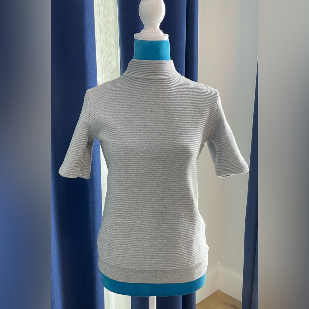 ADIDAS EQUIPMENT GREY HIGH COLLAR SHORT SLEEVE TOP SIZE XS